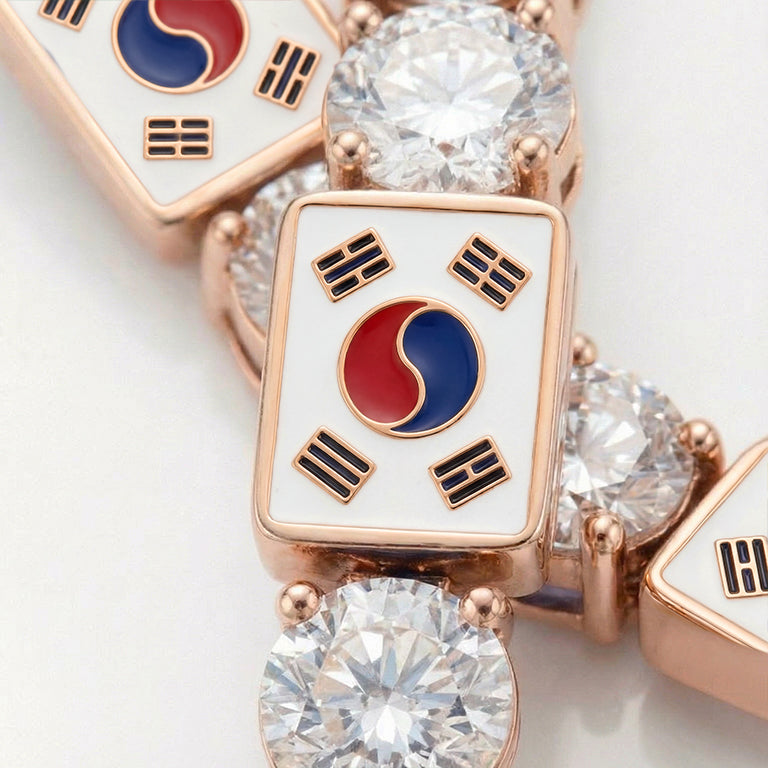 Diamond Tennis Bracelet with South Korea Flag no. 2