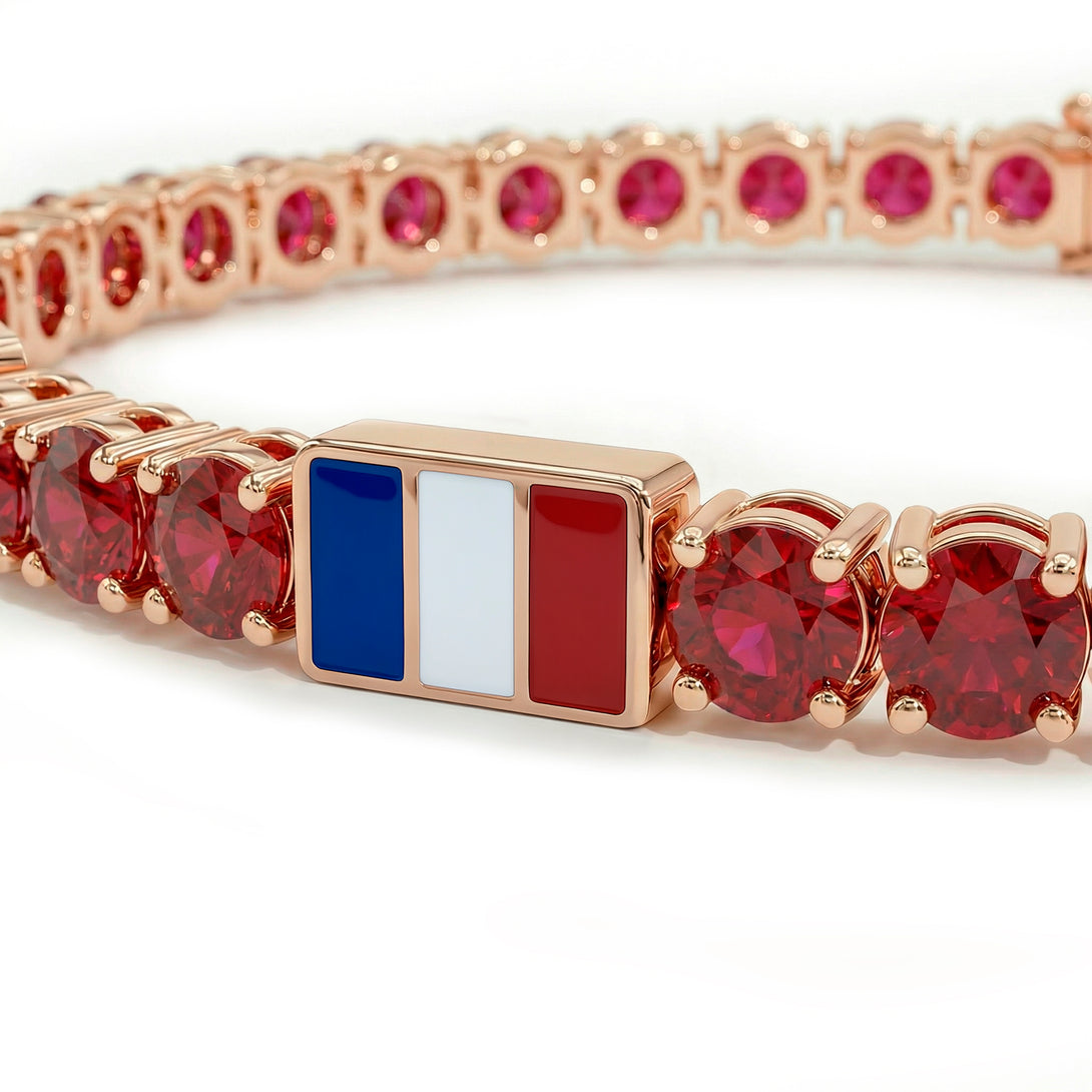 Ruby Tennis Bracelet with France Flag no. 11