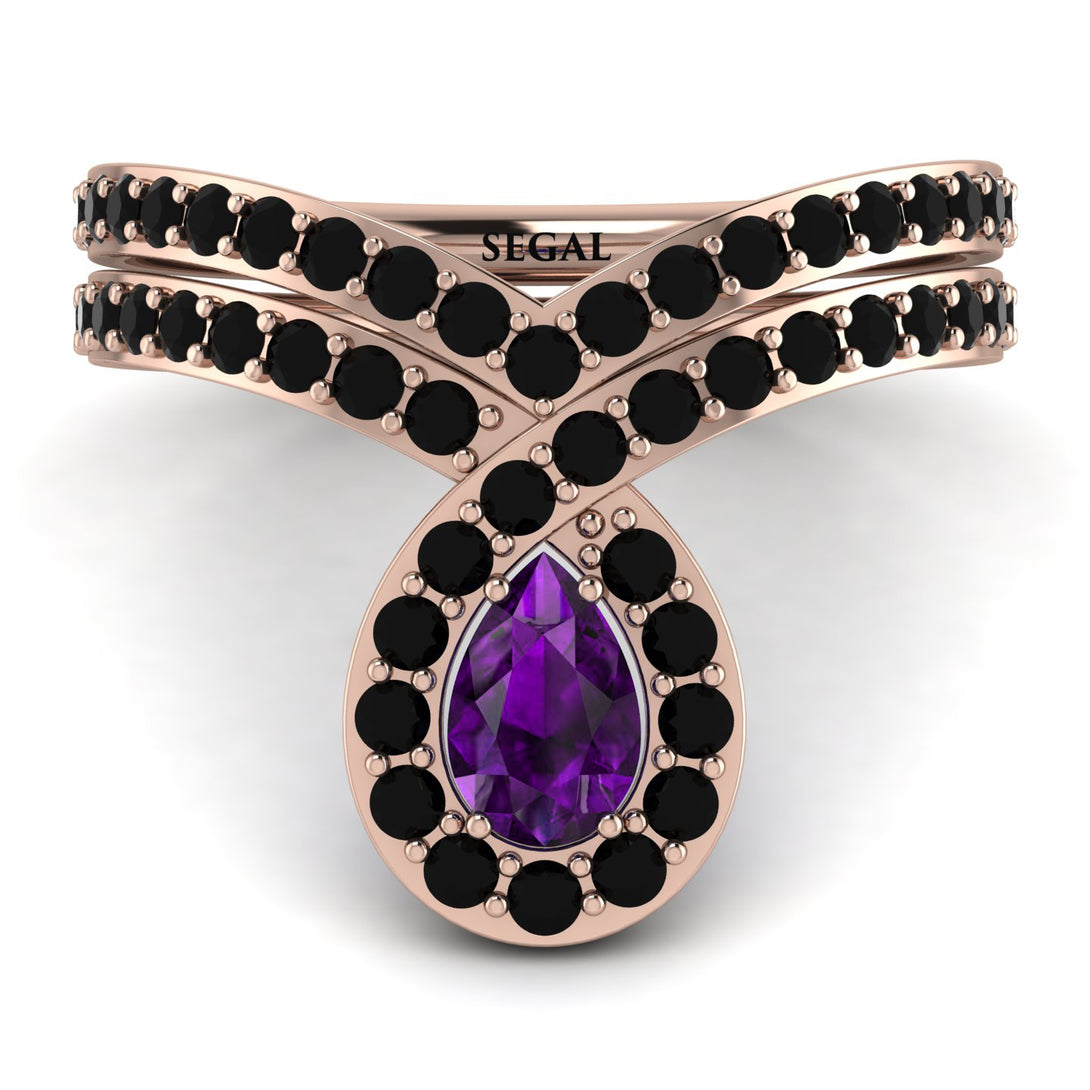 Amethyst Pear Shape Stacking Bridal Set - Emilia No. 308