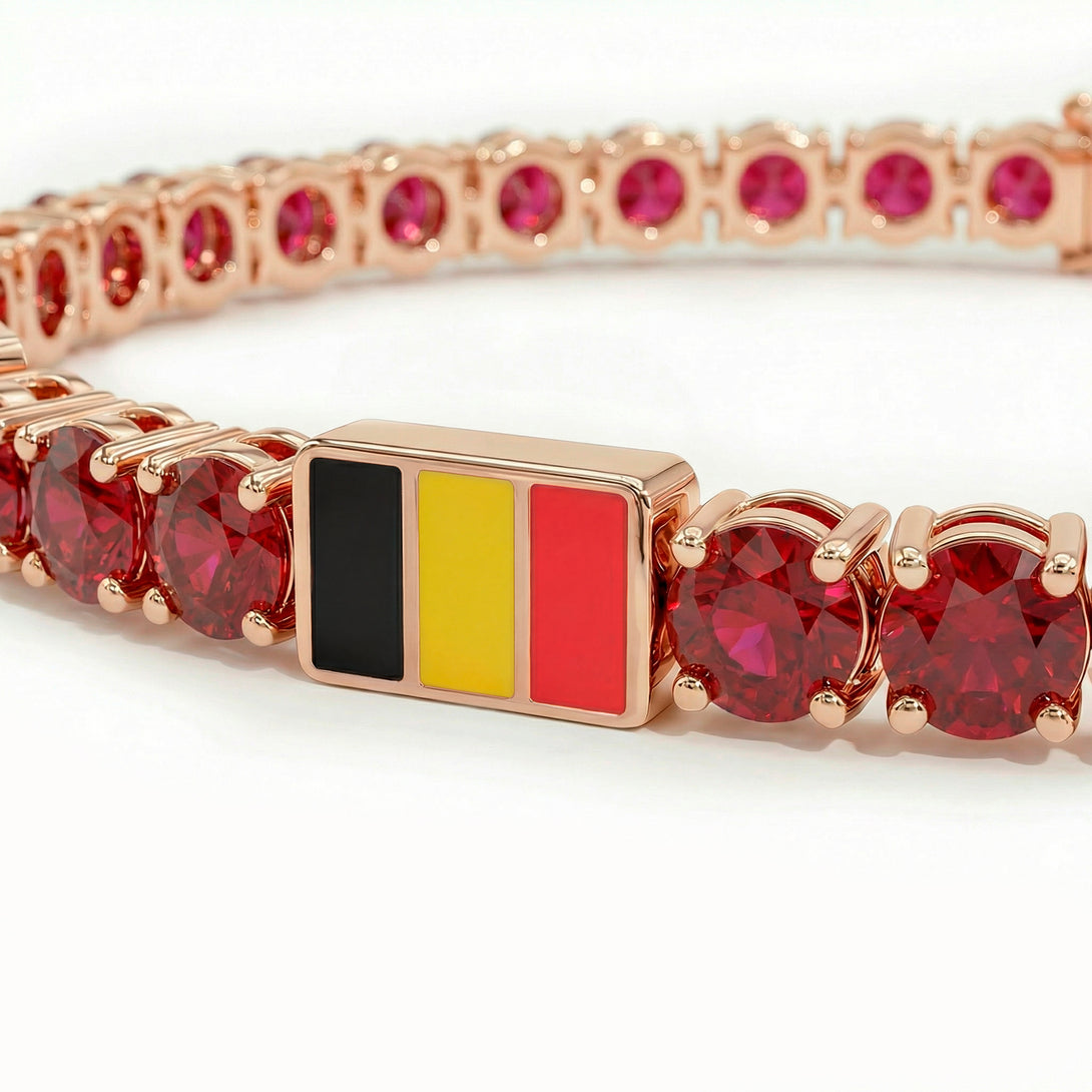 Ruby Tennis Bracelet with Belgium Flag no. 11