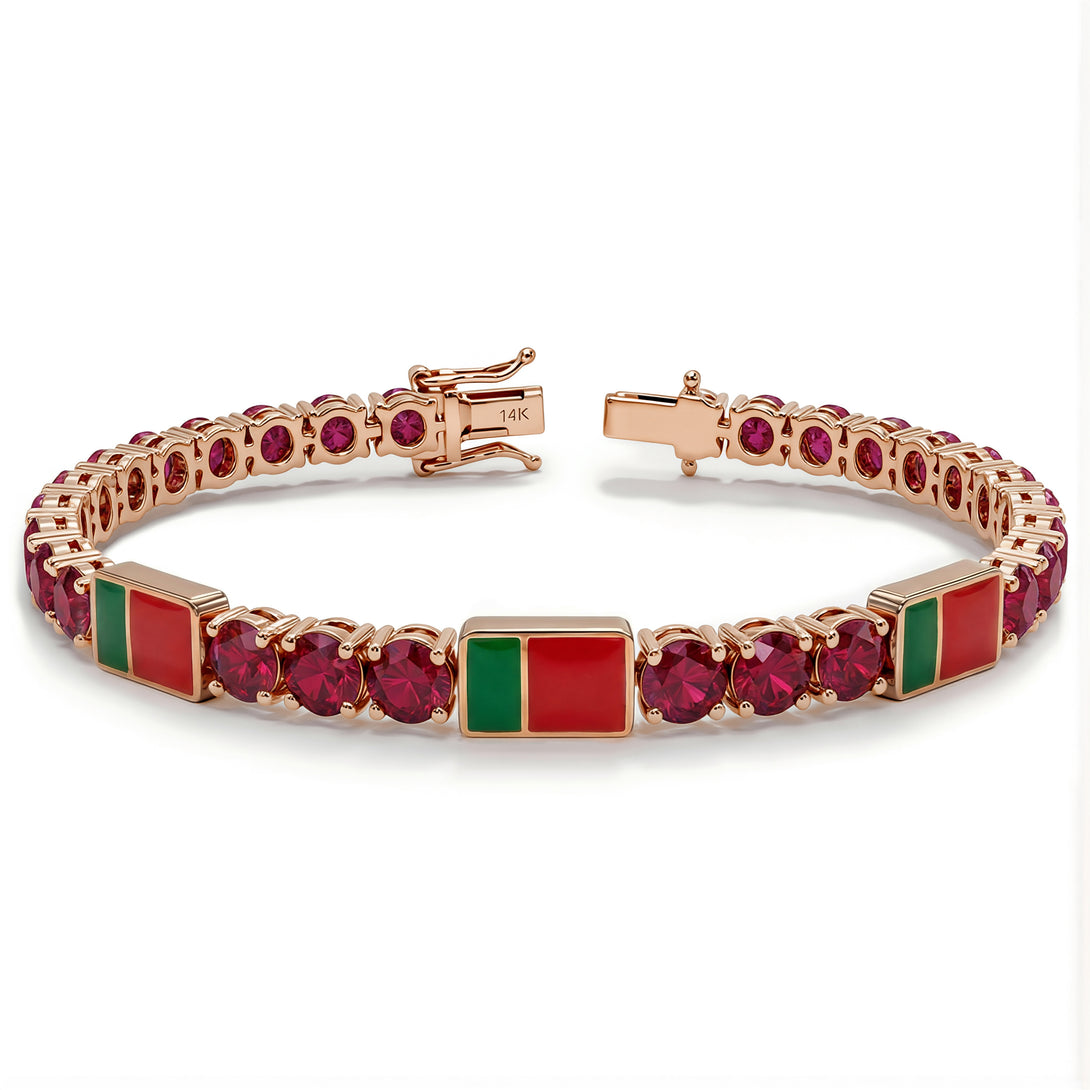 Ruby Tennis Bracelet with Portugal Flag no. 11