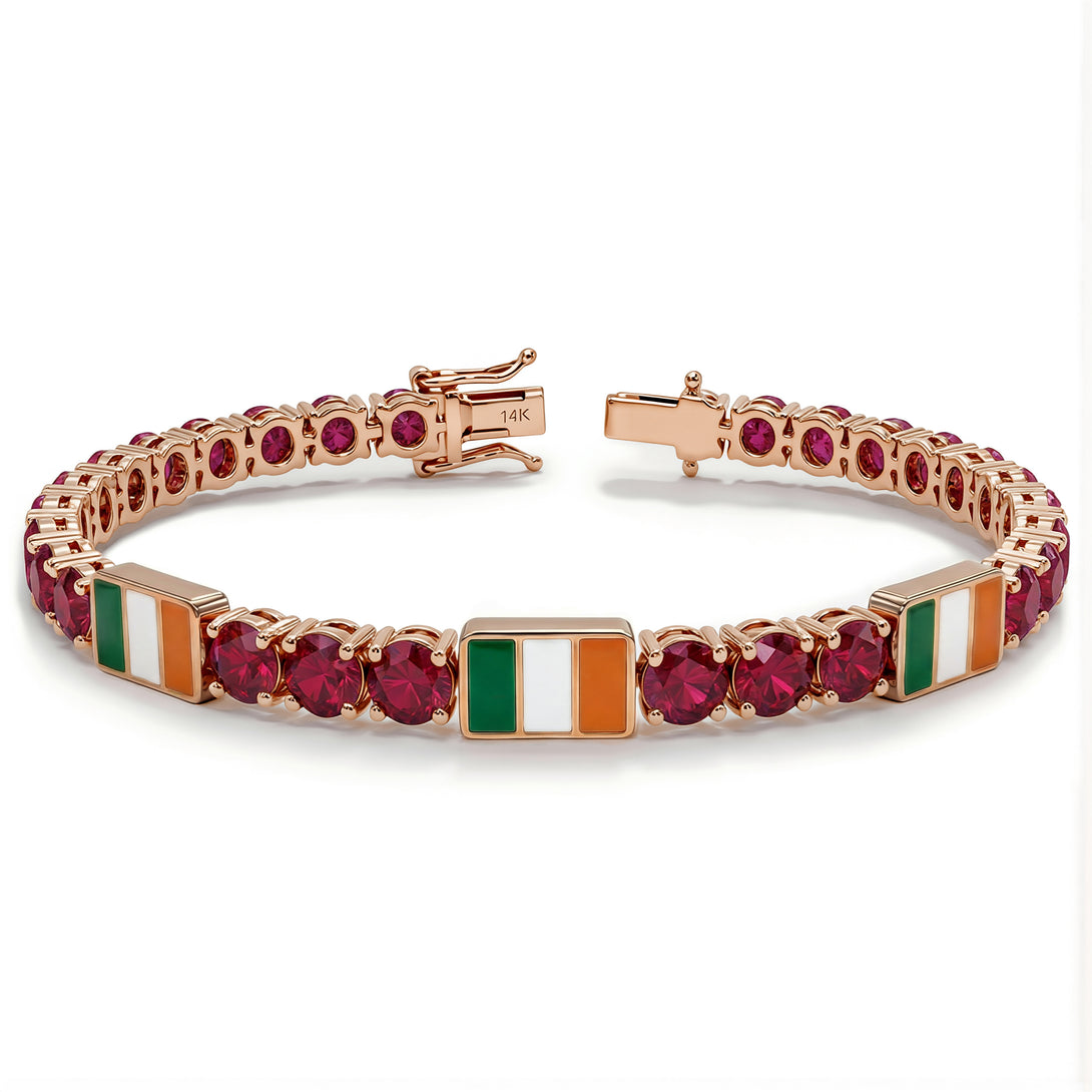 Ruby Tennis Bracelet with Ireland Flag no. 11