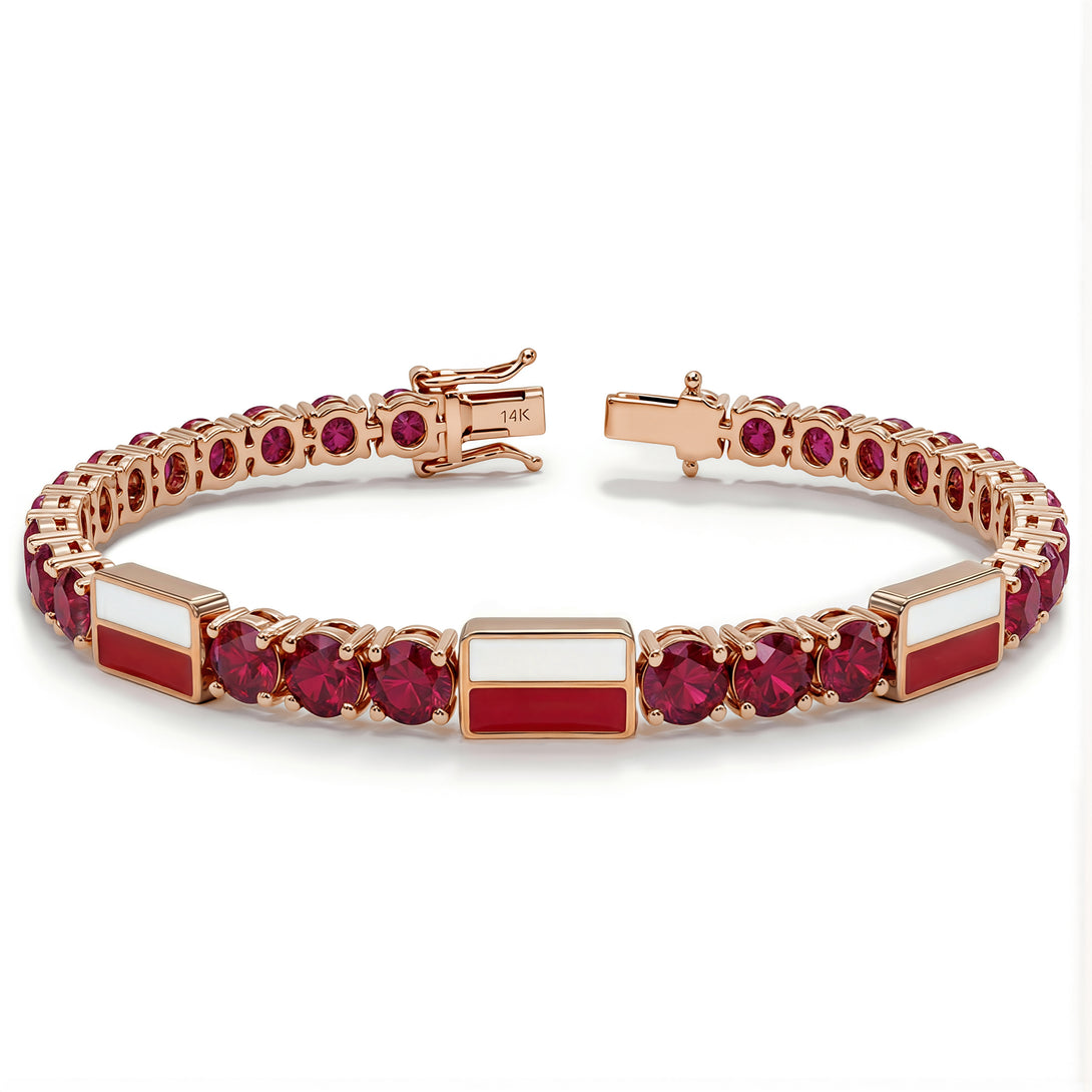 Ruby Tennis Bracelet with Poland Flag no. 11
