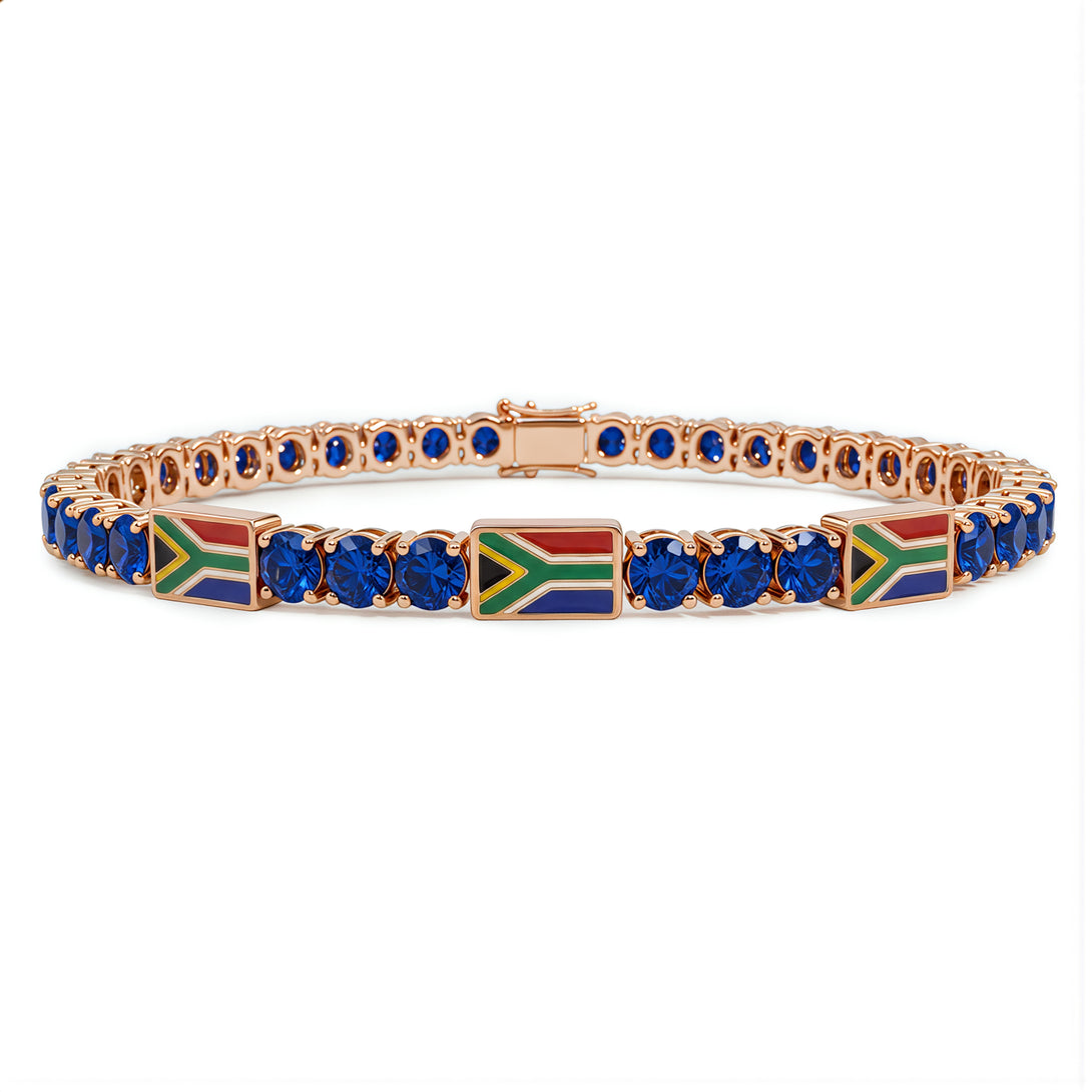 Sapphire Tennis Bracelet with South Africa Flag no. 14