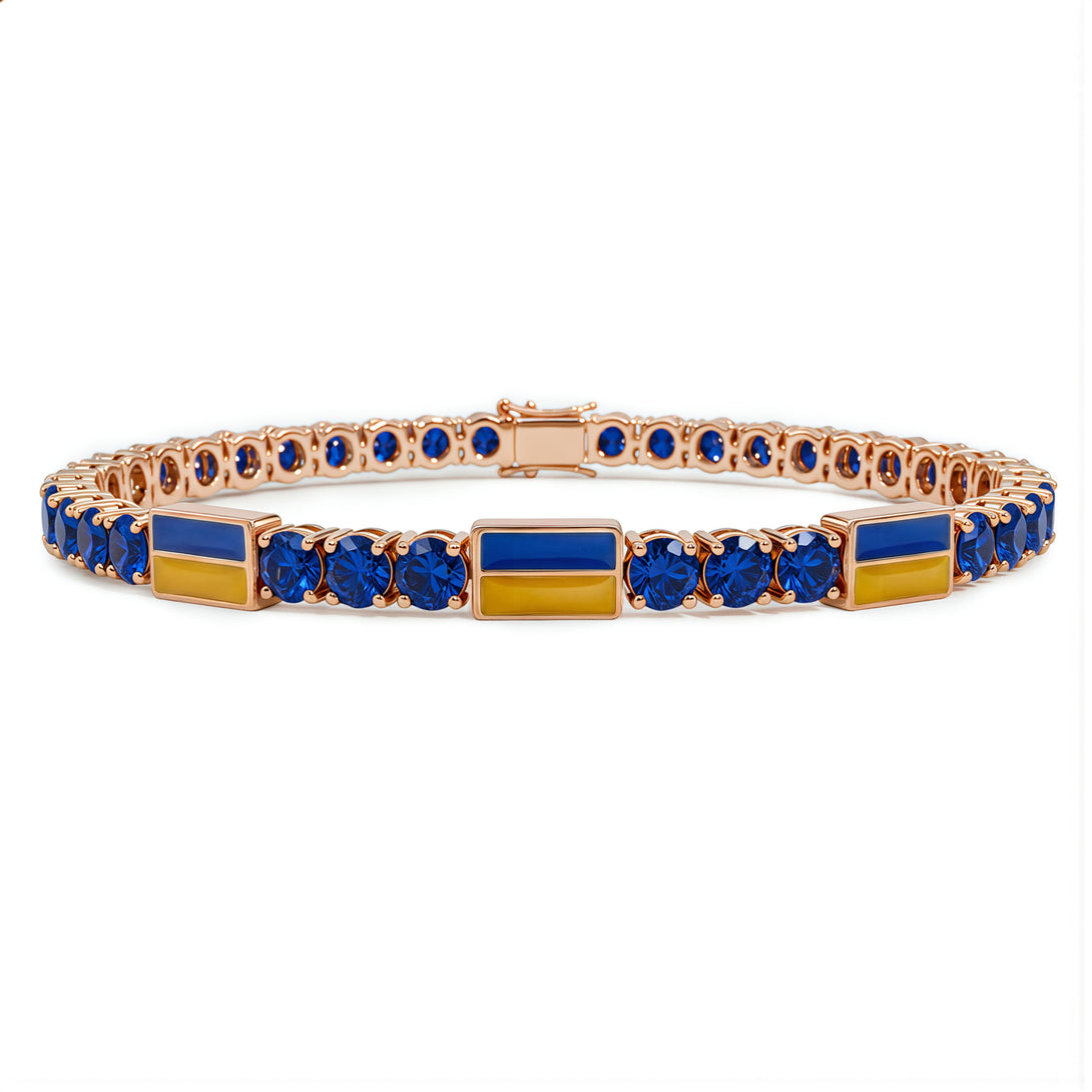 Sapphire Tennis Bracelet with Ukraine Flag no. 14