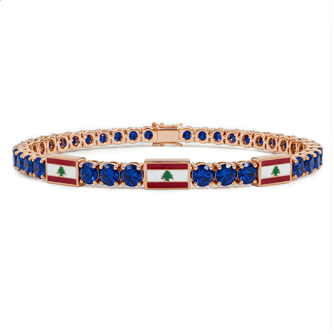 Sapphire Tennis Bracelet with Lebanon Flag no. 14
