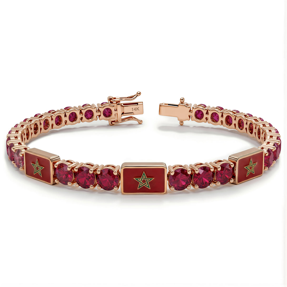 Ruby Tennis Bracelet with Morocco Flag no. 11