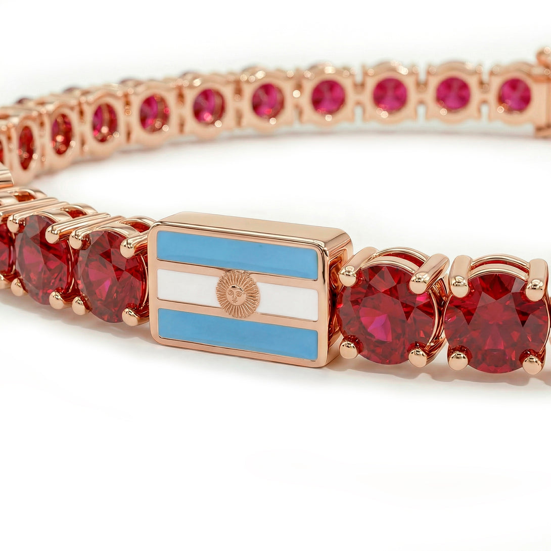 Ruby Tennis Bracelet with Argentina Flag no. 11