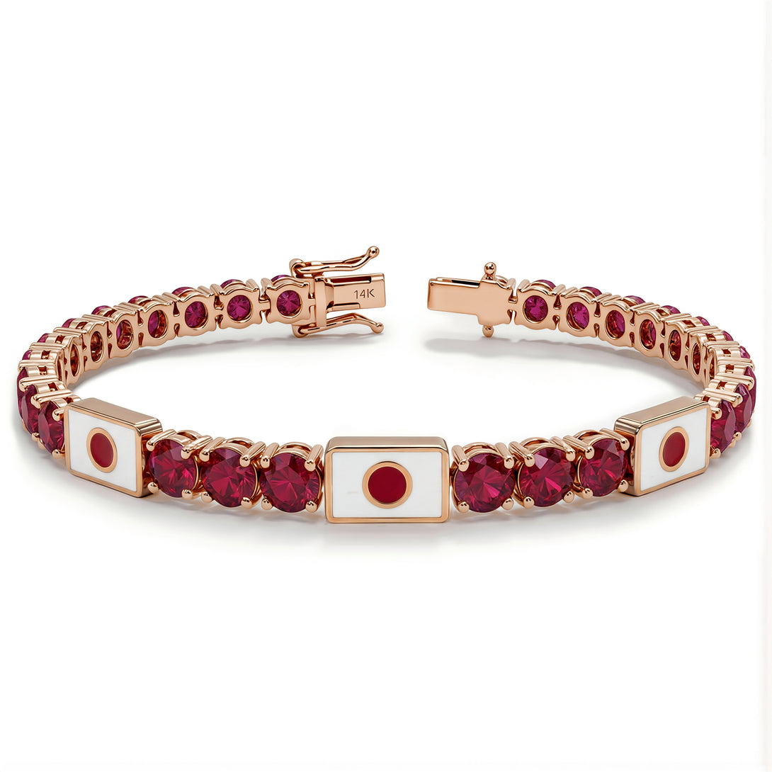 Ruby Tennis Bracelet with Japan Flag no. 11