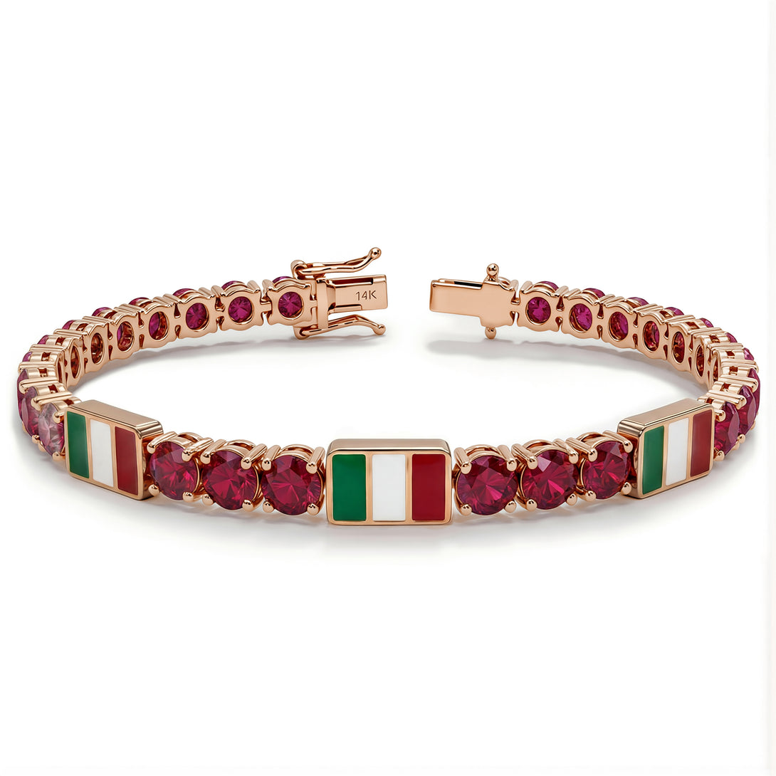 Ruby Tennis Bracelet with Mexico Flag no. 11