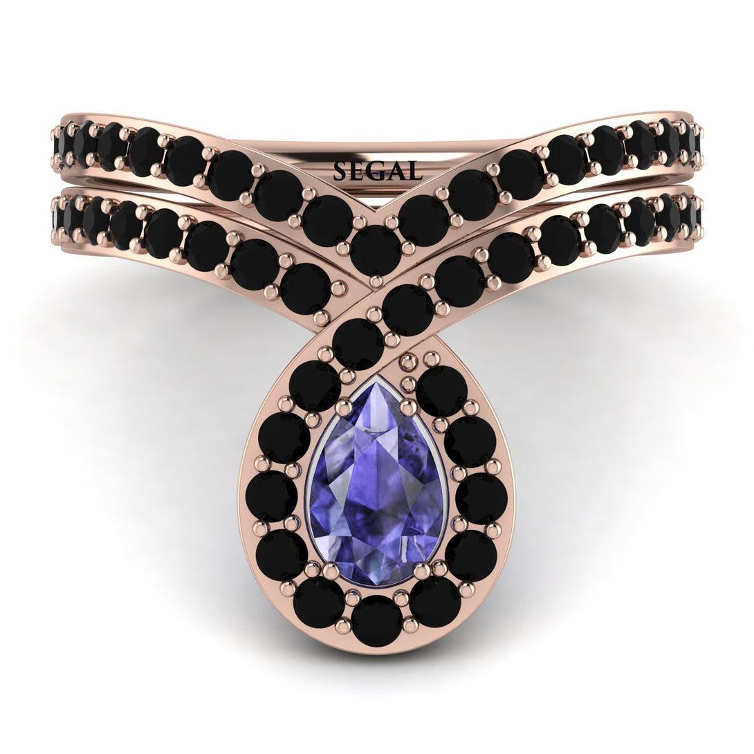 Tanzanite Pear Shape Stacking Bridal Set - Emilia No. 208