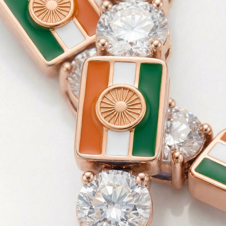 Diamond Tennis Bracelet with India Flag no. 2