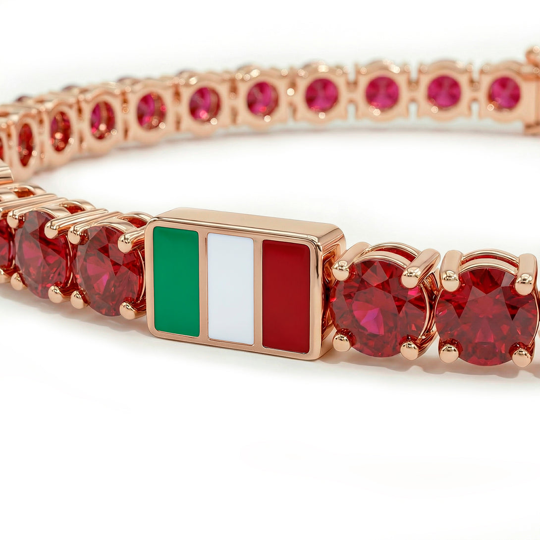 Ruby Tennis Bracelet with Italy Flag no. 11