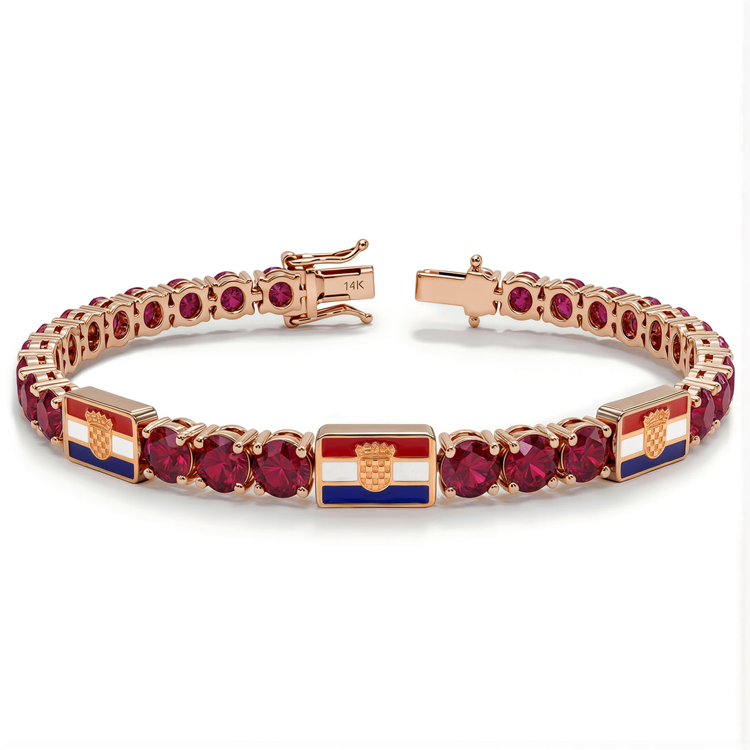 Ruby Tennis Bracelet with Croatia Flag no. 11