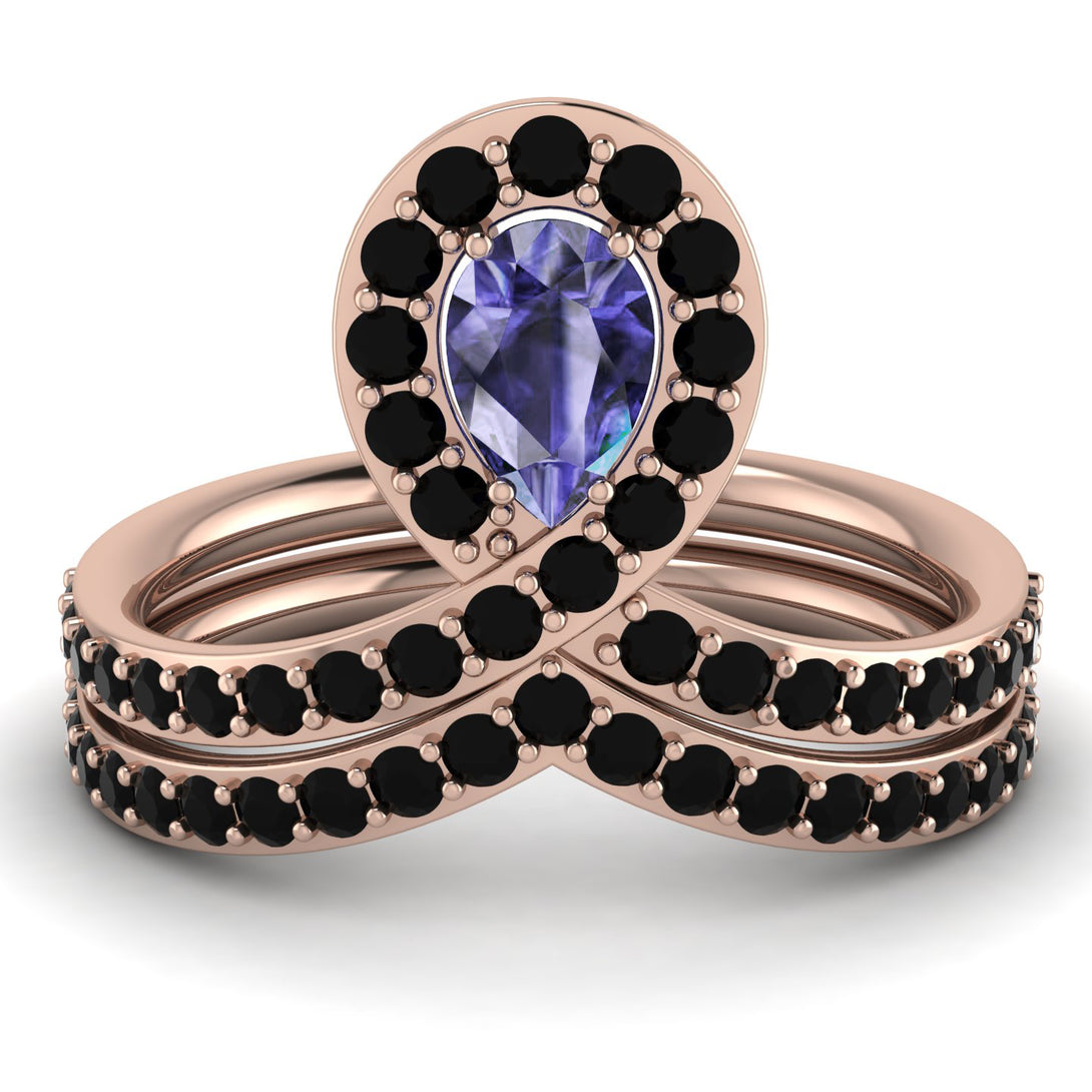 Tanzanite Pear Shape Stacking Bridal Set - Emilia No. 208