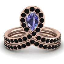 Tanzanite Pear Shape Stacking Bridal Set - Emilia No. 208 image 1