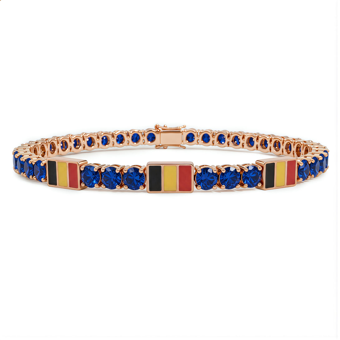 Sapphire Tennis Bracelet with Belgium Flag no. 14