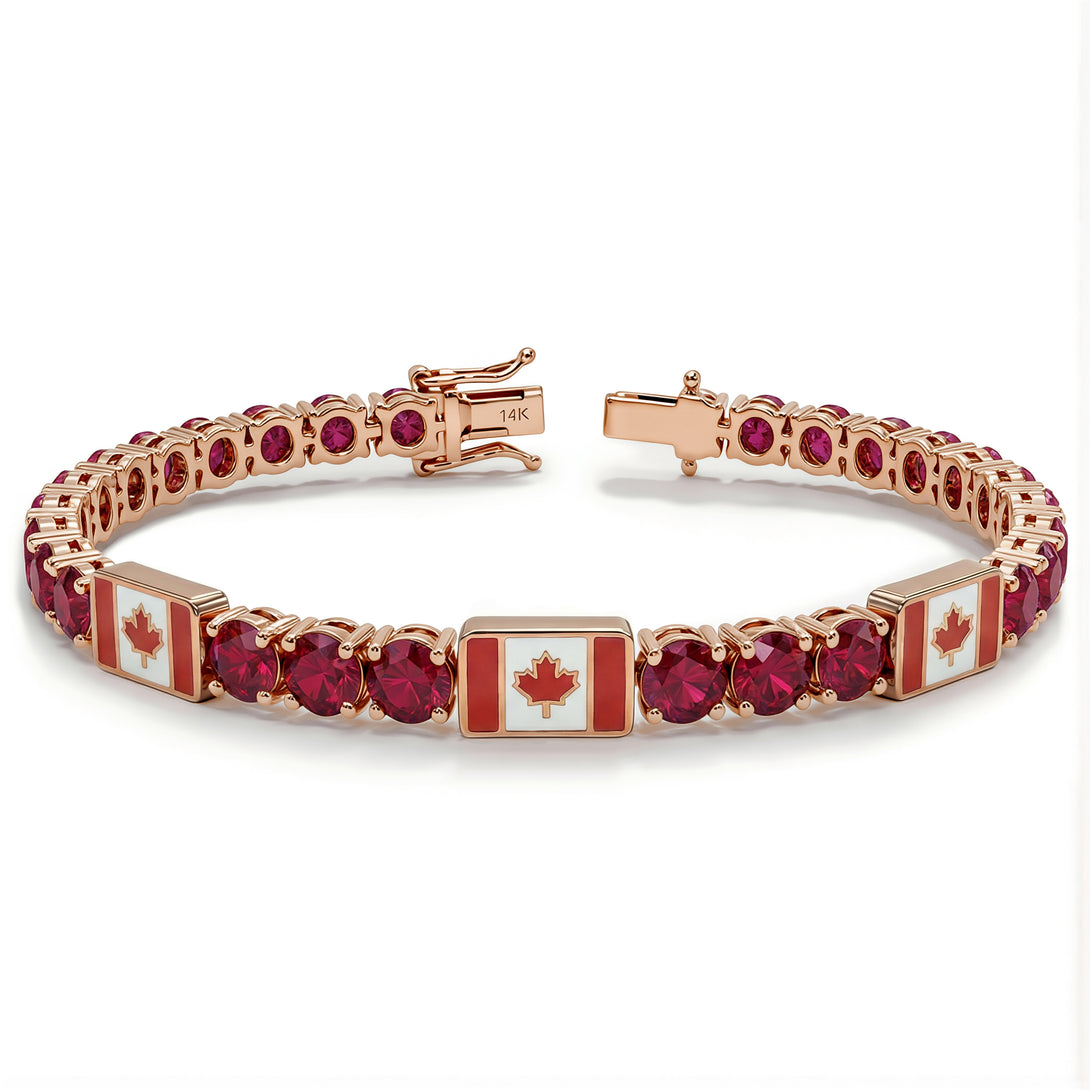 Ruby Tennis Bracelet with Canada Flag no. 11
