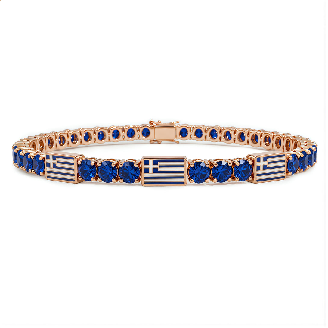 Sapphire Tennis Bracelet with Greece Flag no. 14