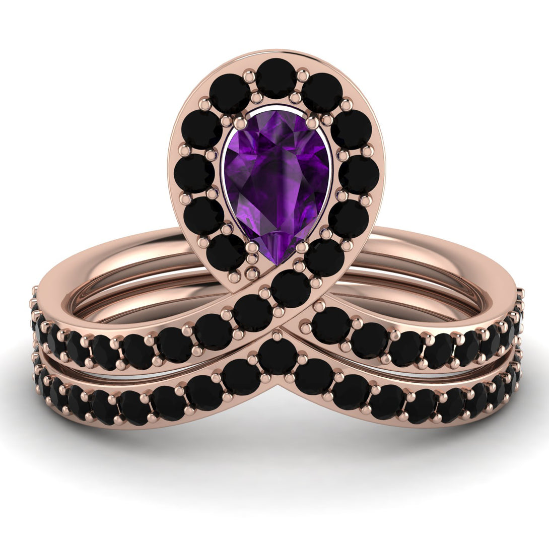 Amethyst Pear Shape Stacking Bridal Set - Emilia No. 308