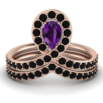 Amethyst Pear Shape Stacking Bridal Set - Emilia No. 308 image 1