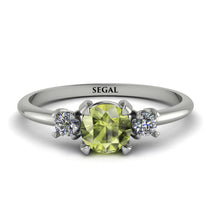 Classic Three Stone Peridot Engagement Ring - Valentina No. 703 image 1