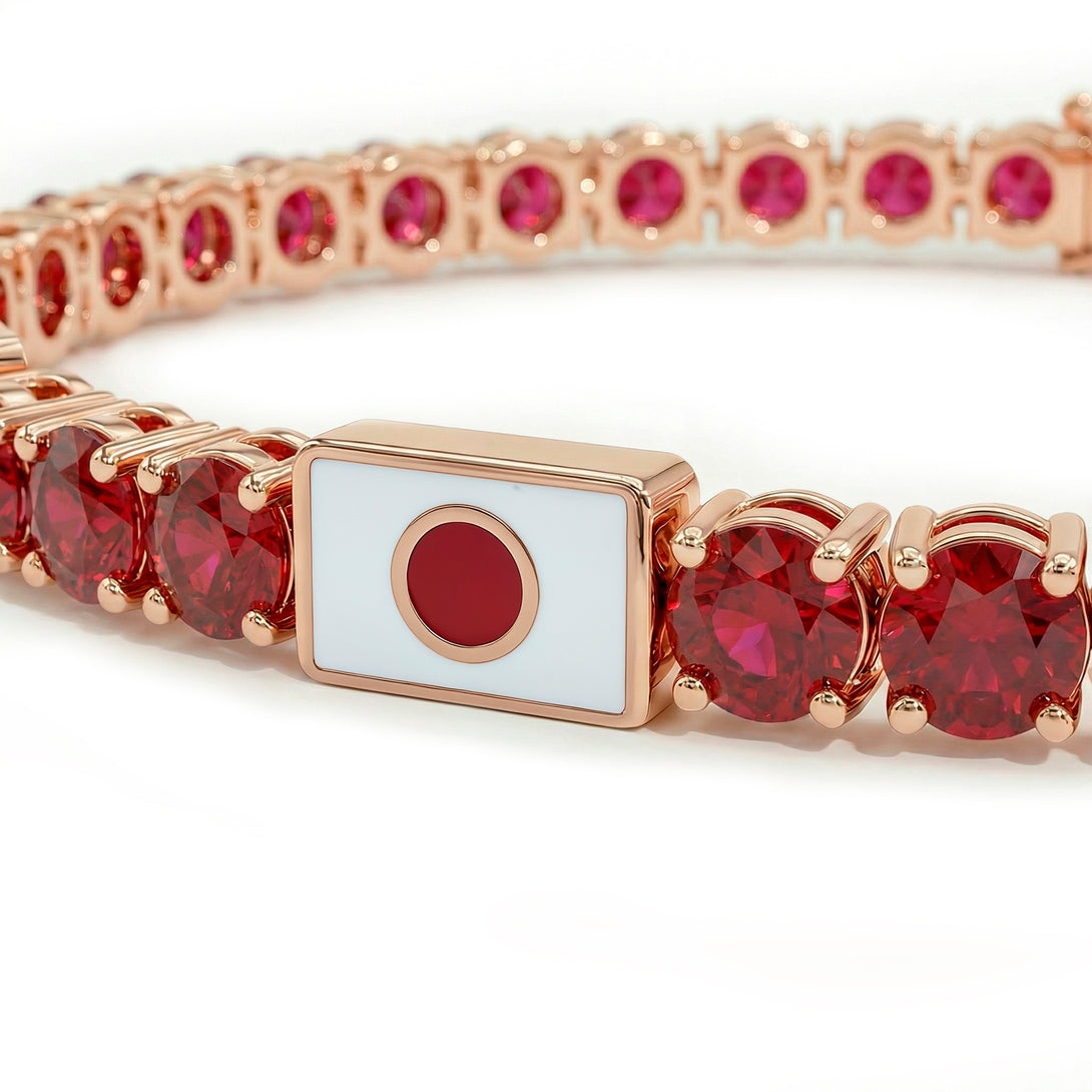 Ruby Tennis Bracelet with Japan Flag no. 11