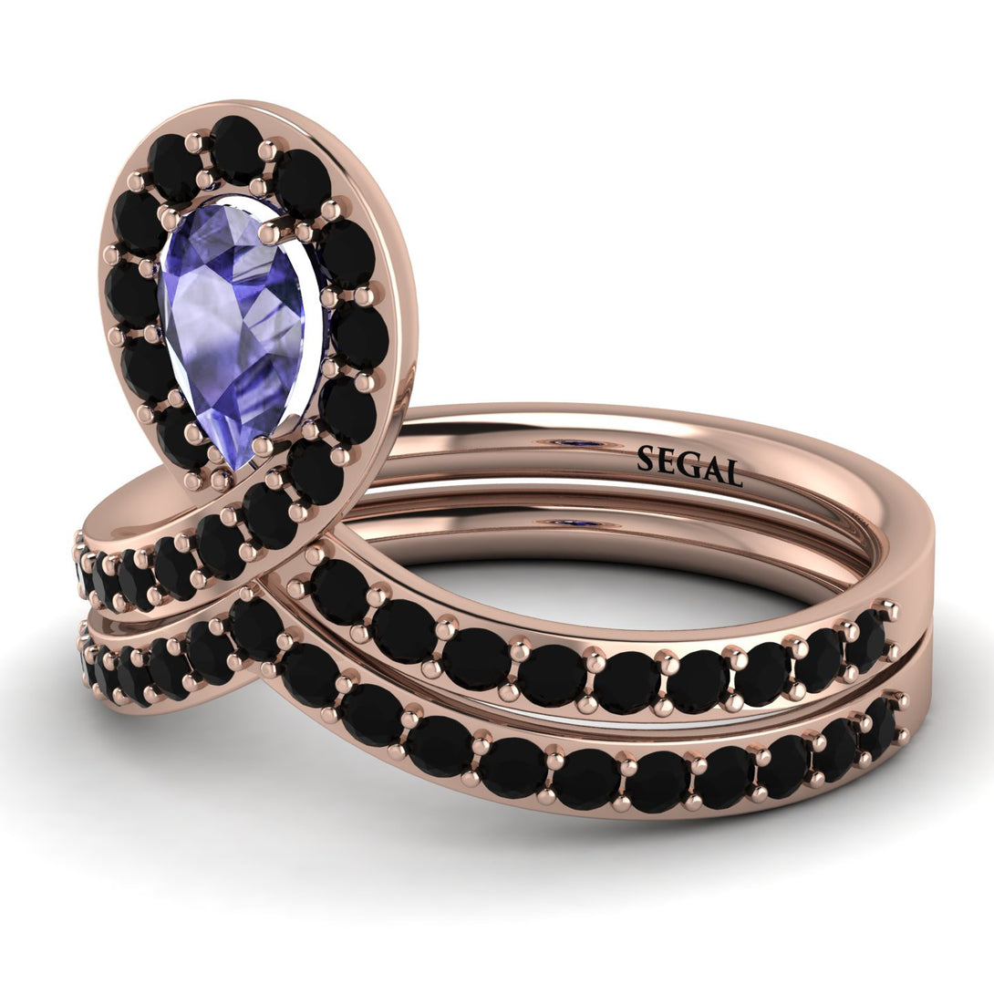 Tanzanite Pear Shape Stacking Bridal Set - Emilia No. 208