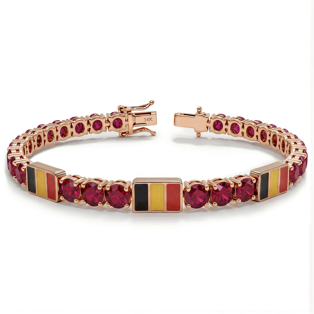 Ruby Tennis Bracelet with Belgium Flag no. 11