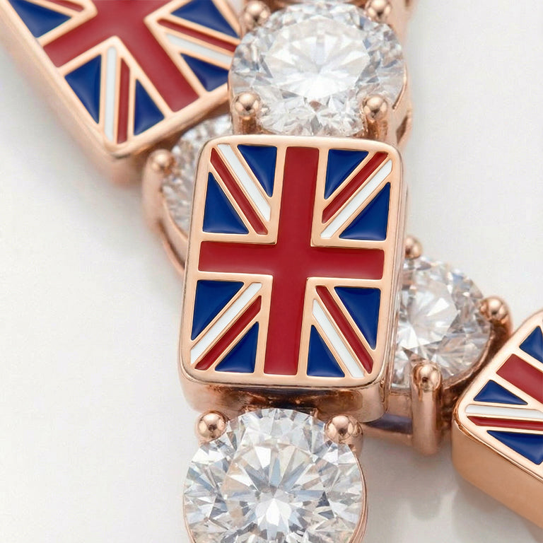 Diamond Tennis Bracelet with United Kingdom Flag no. 2