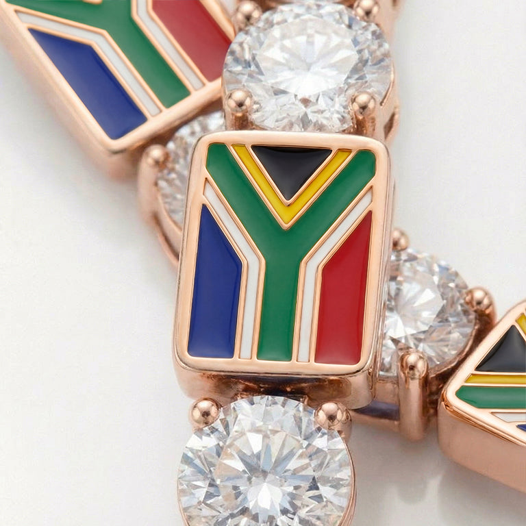 Diamond Tennis Bracelet with South Africa Flag no. 2