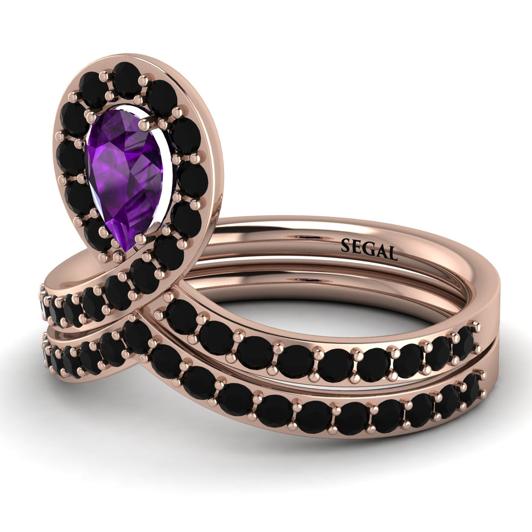 Amethyst Pear Shape Stacking Bridal Set - Emilia No. 308