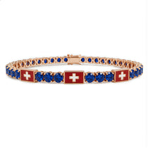 Sapphire Tennis Bracelet with Switzerland Flag no. 14 image 1