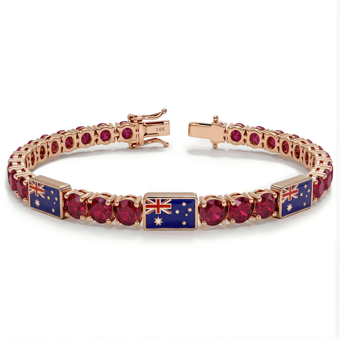 Ruby Tennis Bracelet with Australia Flag no. 11