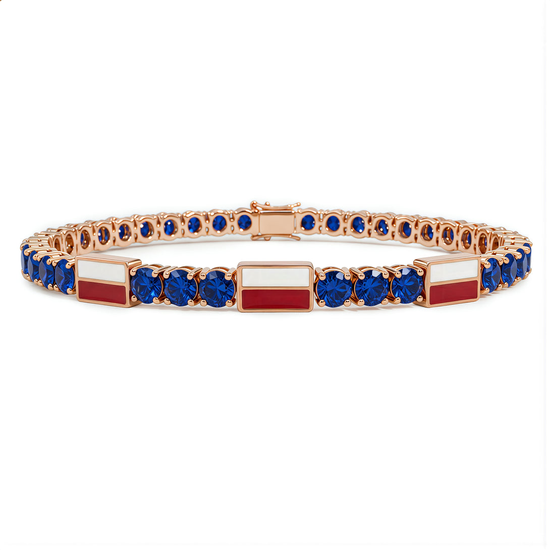 Sapphire Tennis Bracelet with Poland Flag no. 14