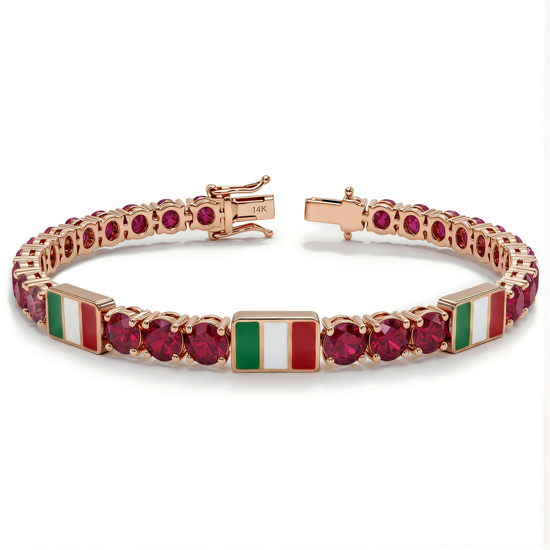 Ruby Tennis Bracelet with Italy Flag no. 11