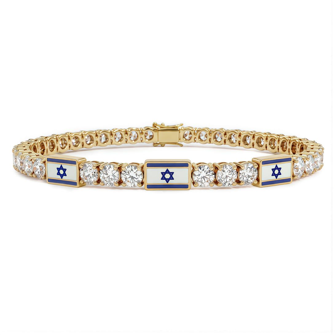 Diamond Tennis Bracelet with Israeli Flag no. 1