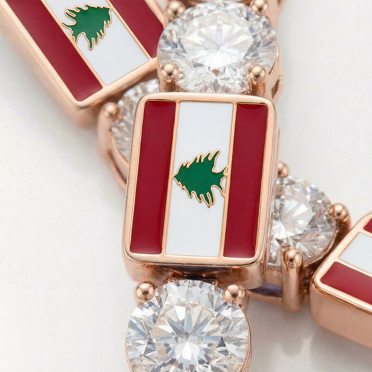 Diamond Tennis Bracelet with Lebanon Flag no. 2