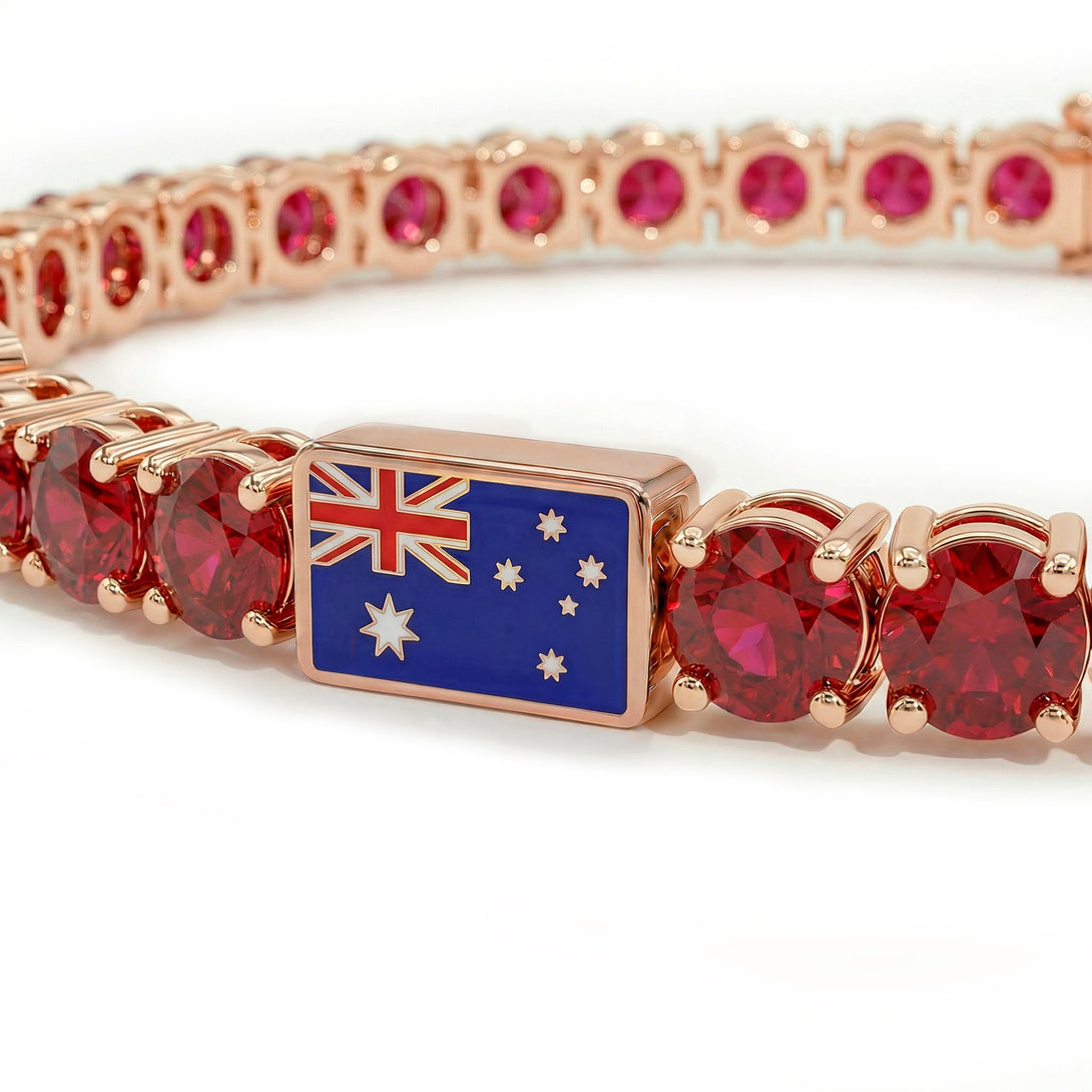 Ruby Tennis Bracelet with Australia Flag no. 11