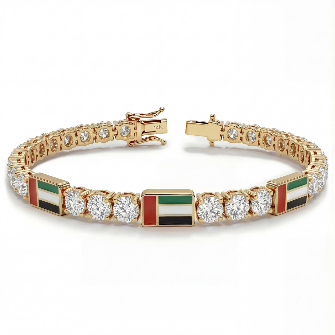 Diamond Tennis Bracelet with United Arab Emirates Flag no. 1