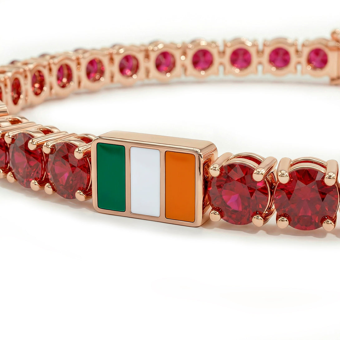 Ruby Tennis Bracelet with Ireland Flag no. 11