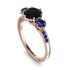 Vintage 3 Stones Black Diamond Ring With Micro Pave - Luna No. 59