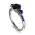 Vintage 3 Stones Black Diamond Ring With Micro Pave - Luna No. 60