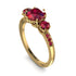 Vintage 3 Stones Ruby Ring With Micro Pave - Luna No. 70