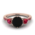 Vintage 3 Stones Black Diamond Ring With Micro Pave - Luna No. 68