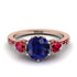 Vintage 3 Stones Sapphire Ring With Micro Pave - Luna No. 74