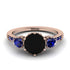 Vintage 3 Stones Black Diamond Ring With Micro Pave - Luna No. 59
