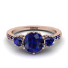 Vintage 3 Stones Sapphire Ring With Micro Pave - Luna No. 65