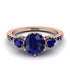 Vintage 3 Stones Sapphire Ring With Micro Pave - Luna No. 65