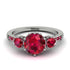Vintage 3 Stones Ruby Ring With Micro Pave - Luna No. 72